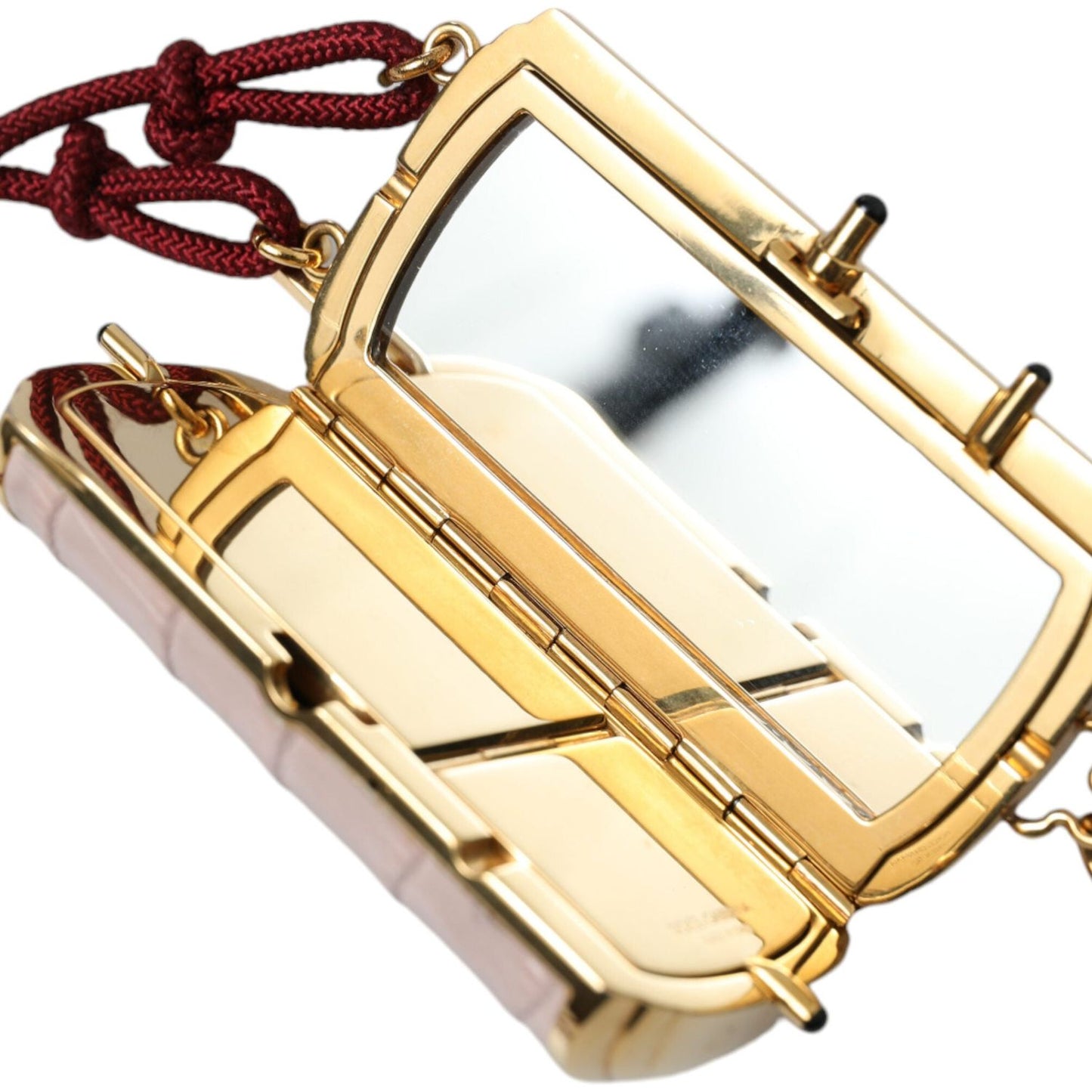 Dolce & Gabbana Pink Exotic Leather Mini Mirror Tassel Makeup Bag Dolce & Gabbana