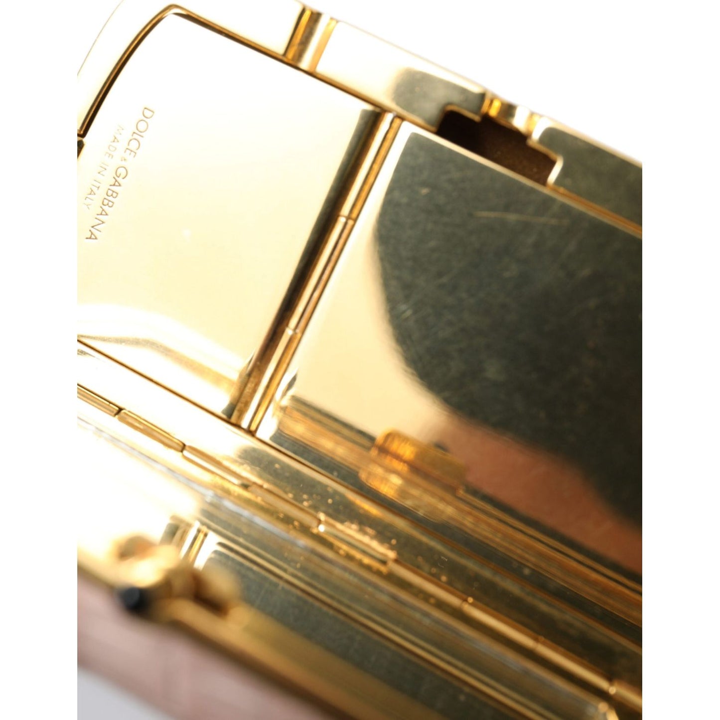 Dolce & Gabbana Pink Exotic Leather Mini Mirror Tassel Makeup Bag Dolce & Gabbana