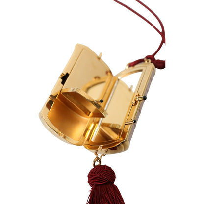 Dolce & Gabbana Pink Exotic Leather Mini Mirror Tassel Makeup Bag Dolce & Gabbana