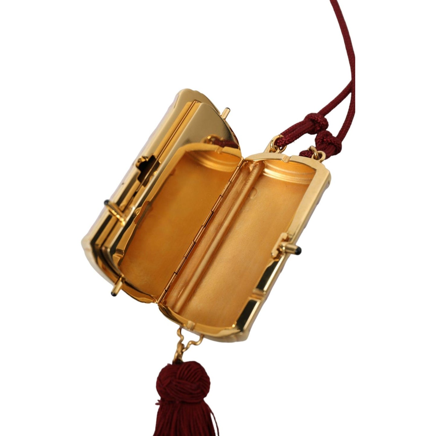 Dolce & Gabbana Pink Exotic Leather Mini Mirror Tassel Makeup Bag Dolce & Gabbana