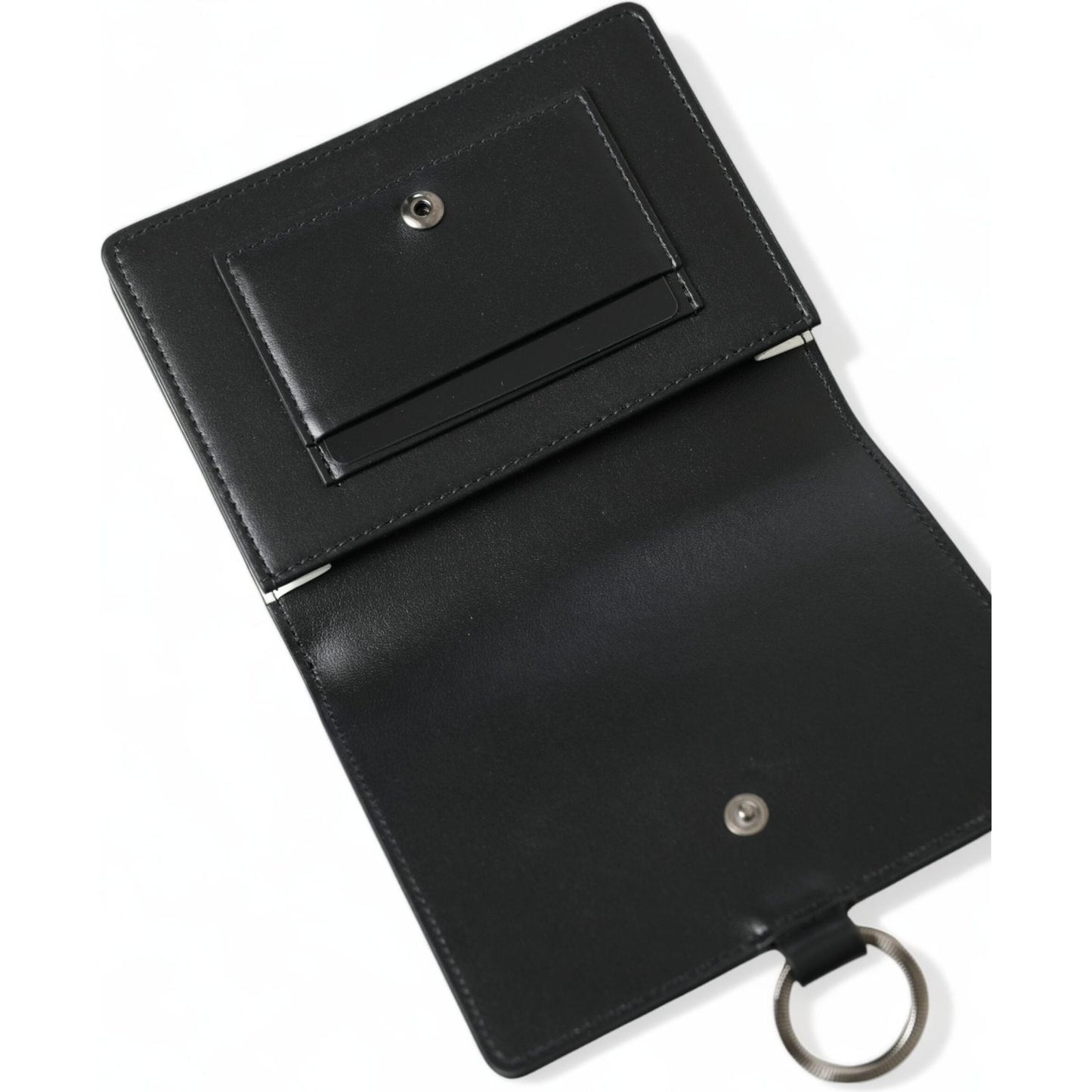 Dolce & Gabbana Black Leather Crystal Embellished Card Holder Wallet Dolce & Gabbana