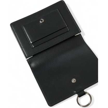 Dolce & Gabbana Black Leather Crystal Embellished Card Holder Wallet Dolce & Gabbana