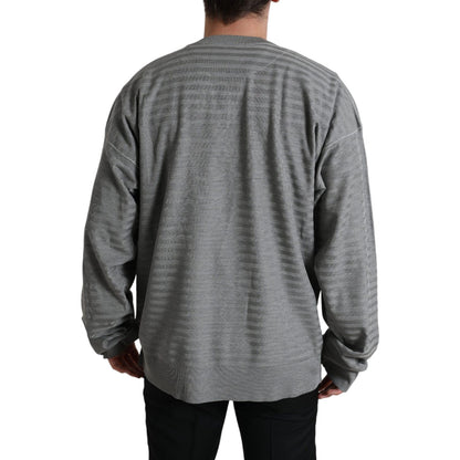 Dolce & Gabbana Gray Crewneck Pullover Silk Top Sweater Dolce & Gabbana