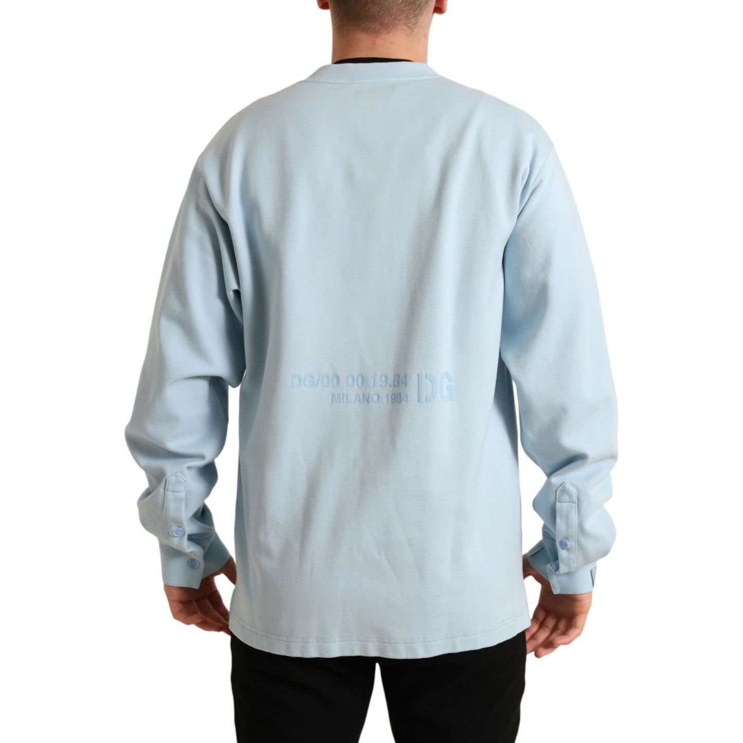 Dolce & Gabbana Light Blue Cotton Buttoned Pullover Sweater Dolce & Gabbana