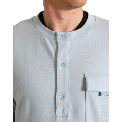 Dolce & Gabbana Light Blue Cotton Buttoned Pullover Sweater Dolce & Gabbana