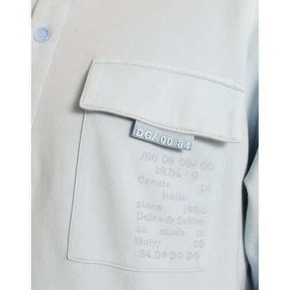 Dolce & Gabbana Light Blue Cotton Buttoned Pullover Sweater Dolce & Gabbana