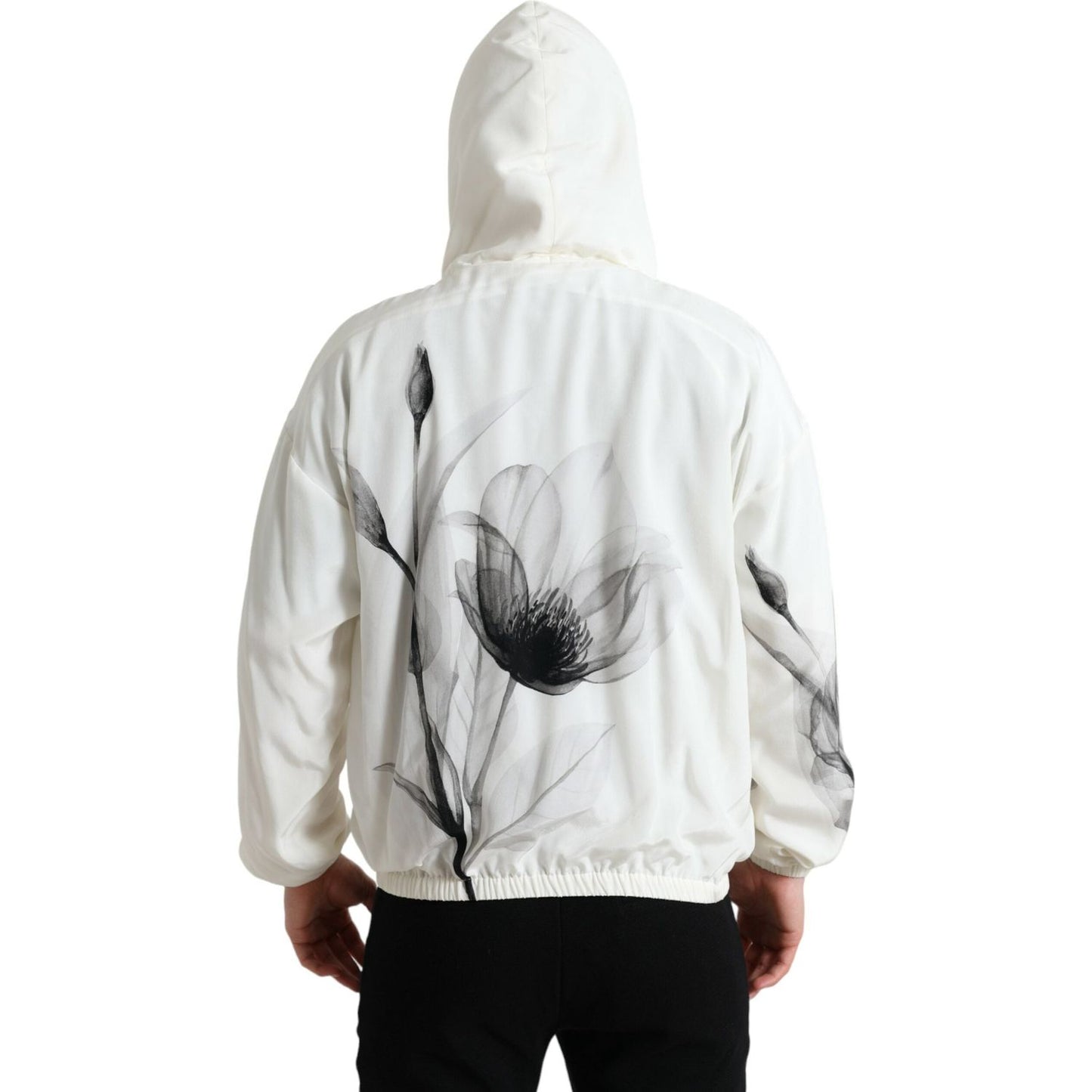 Dolce & Gabbana White Floral Print Hooded Pullover Sweater Dolce & Gabbana