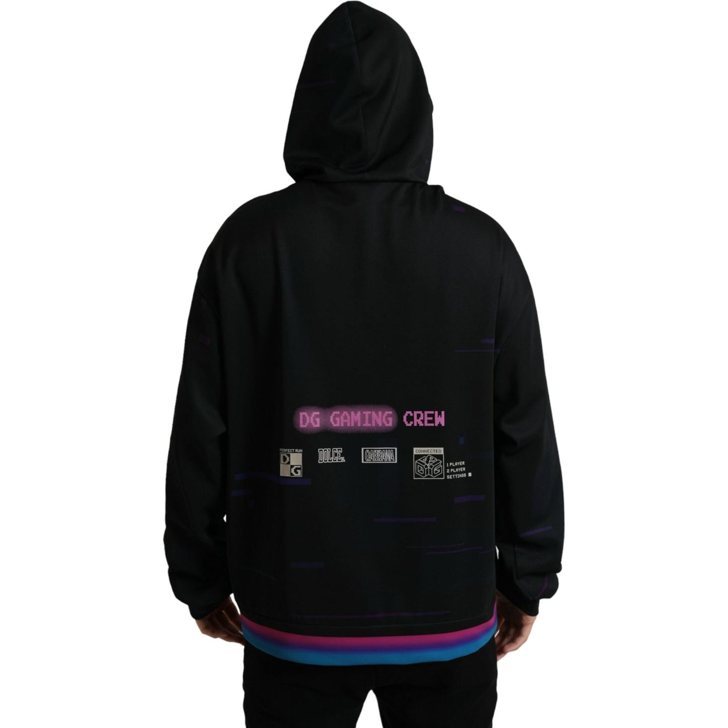 Dolce & Gabbana Black Logo Print Hooded Sweatshirt Sweater Dolce & Gabbana