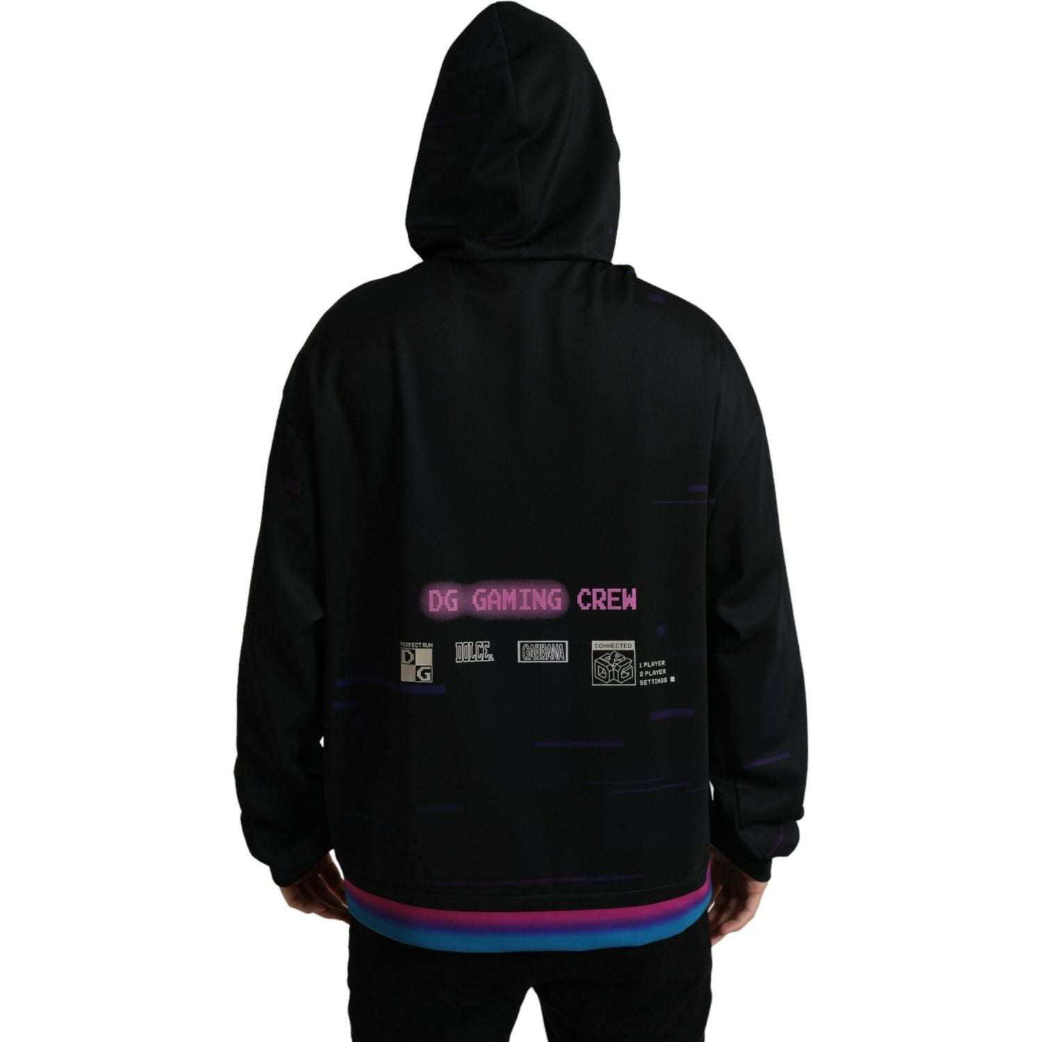 Dolce & Gabbana Black Logo Print Hooded Sweatshirt Sweater