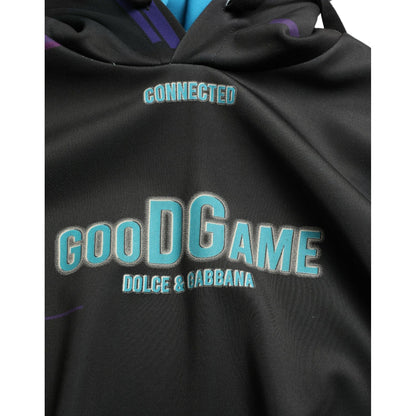 Dolce & Gabbana Black Logo Print Hooded Sweatshirt Sweater Dolce & Gabbana