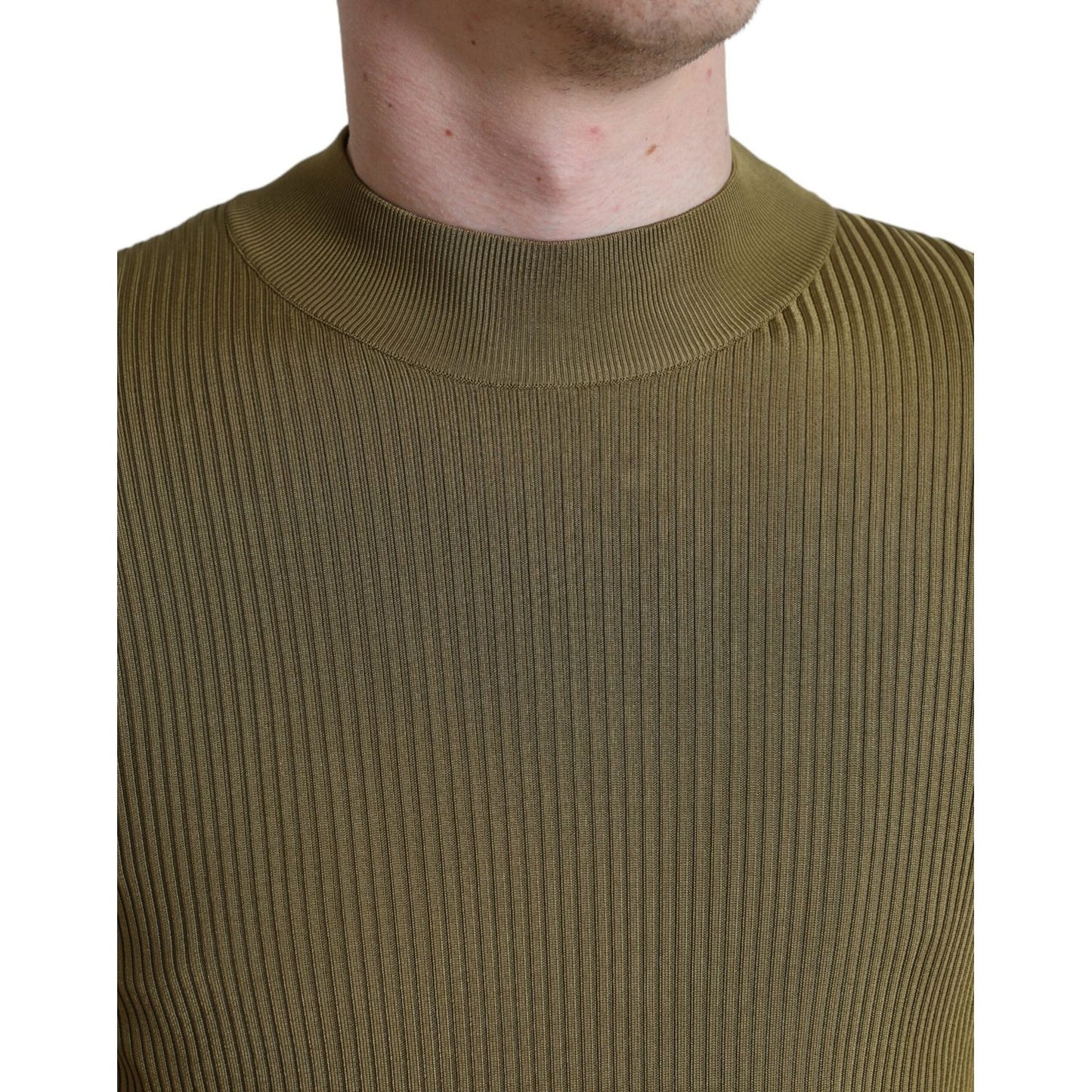 Dolce & Gabbana Army Green Viscose Crewneck Pullover Sweater Dolce & Gabbana
