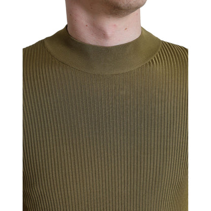 Dolce & Gabbana Army Green Viscose Crewneck Pullover Sweater Dolce & Gabbana