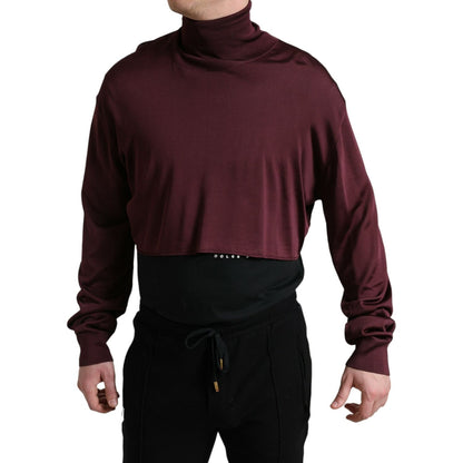 Dolce & Gabbana Maroon Viscose Turtleneck Pullover Sweater Dolce & Gabbana
