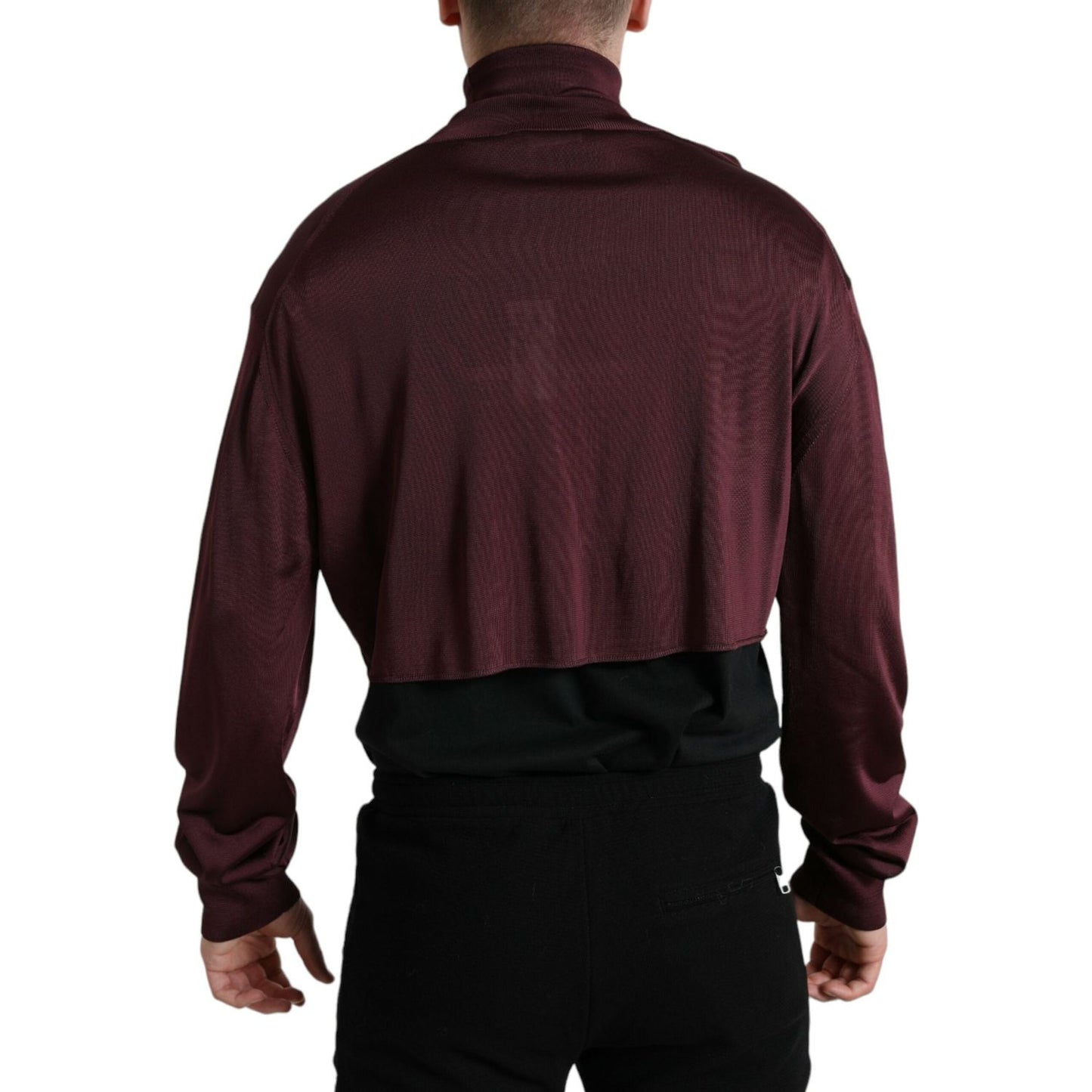 Dolce & Gabbana Maroon Viscose Turtleneck Pullover Sweater Dolce & Gabbana