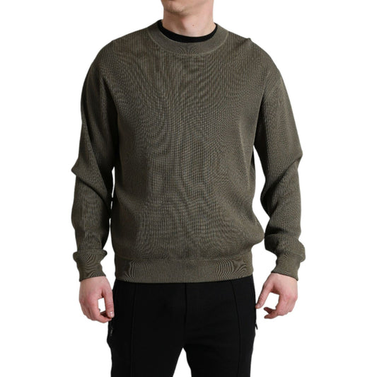 Dolce & Gabbana Green Viscose Crew Neck Men Pullover Sweater