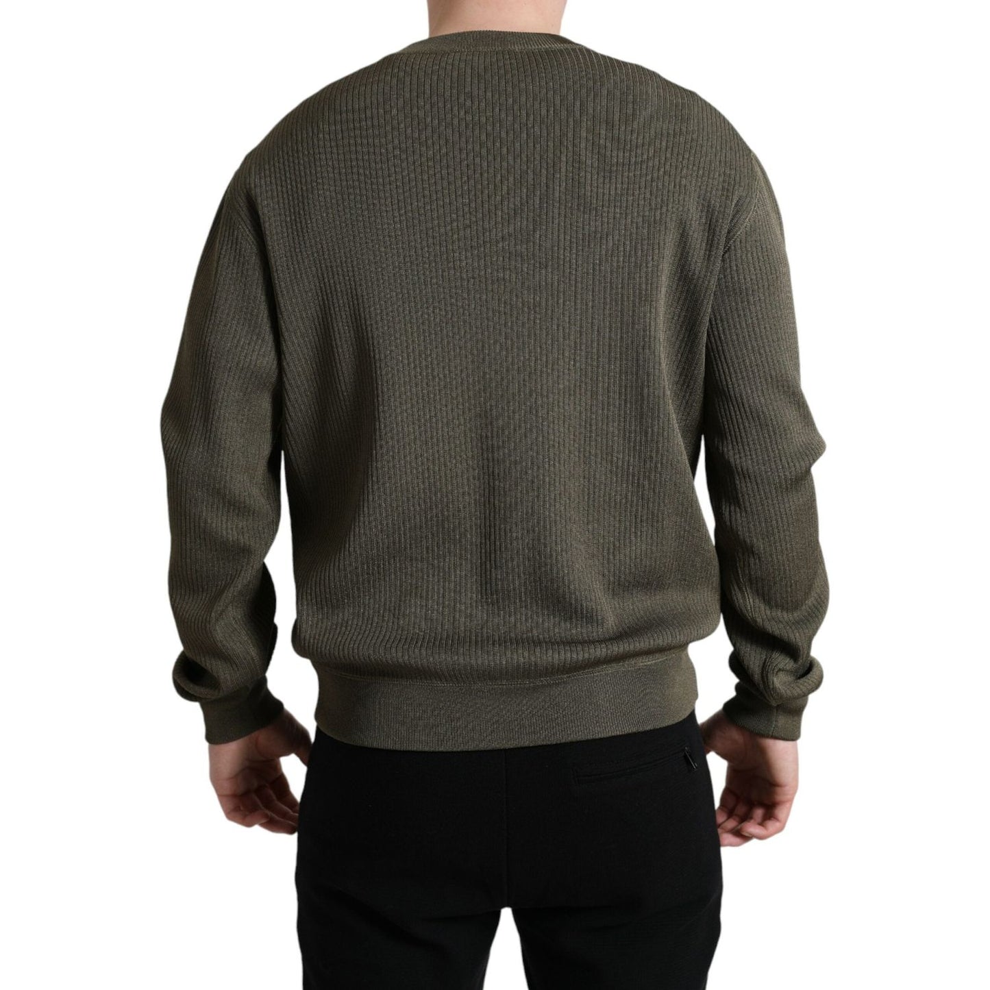 Dolce & Gabbana Green Viscose Crew Neck Men Pullover Sweater Dolce & Gabbana