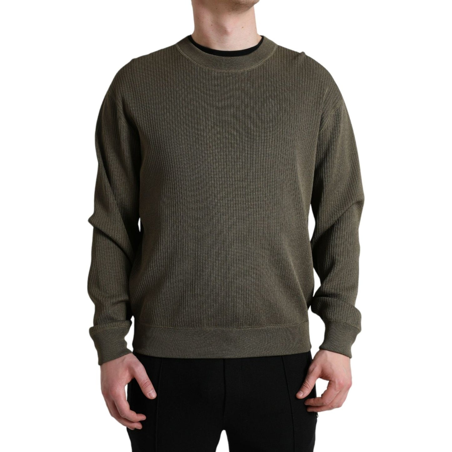 Dolce & Gabbana Green Viscose Crew Neck Men Pullover Sweater Dolce & Gabbana