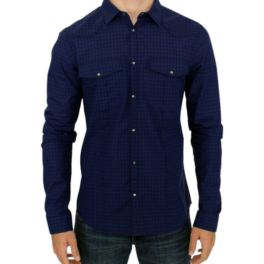 Costume National Blue checkered cotton shirt Costume National