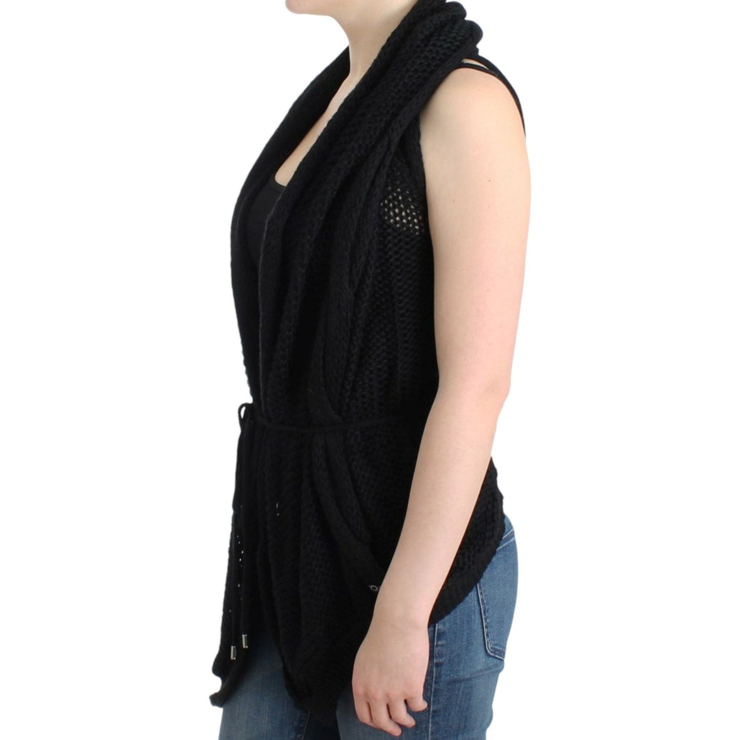 Costume National Black sleeveless knitted cardigan