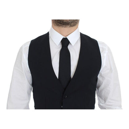 Dolce & Gabbana Blue Wool Formal Dress Vest Gilet