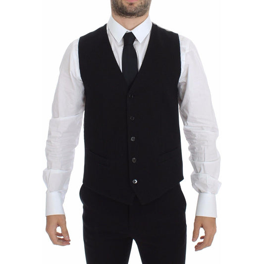 Dolce & Gabbana Black Cotton Dress Vest Blazer Jacket Dolce & Gabbana