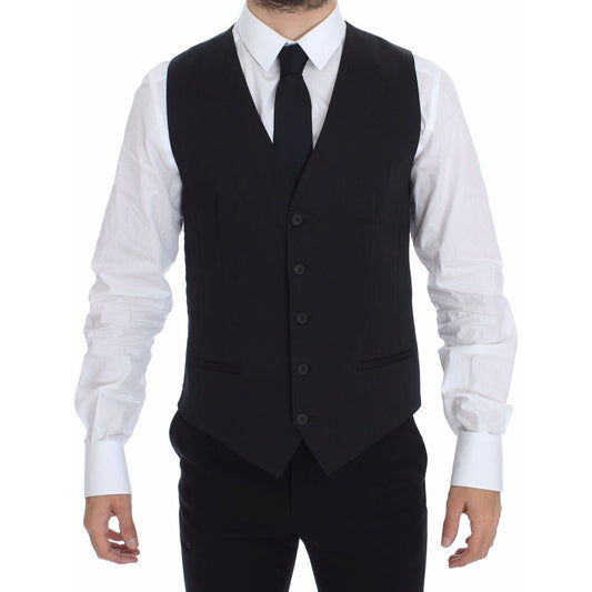 Dolce & Gabbana Blue Cotton Stretch Dress Vest Blazer Dolce & Gabbana