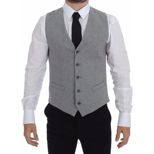 Dolce & Gabbana Gray Cotton Stretch Dress Vest Blazer Dolce & Gabbana