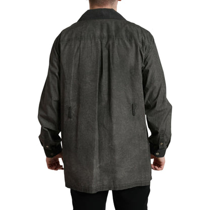 Dolce & Gabbana Dark Gray Cotton Collared Long Sleeves Shirt Dolce & Gabbana