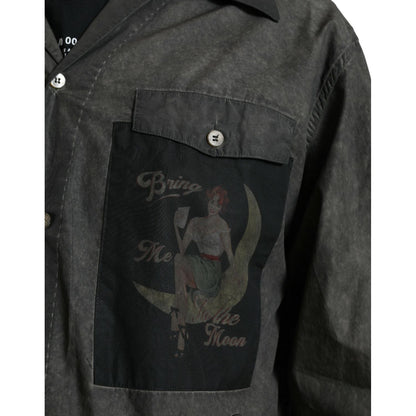Dolce & Gabbana Dark Gray Cotton Collared Long Sleeves Shirt Dolce & Gabbana