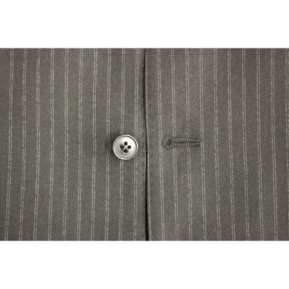 Dolce & Gabbana Black Striped Wool Single Breasted Vest