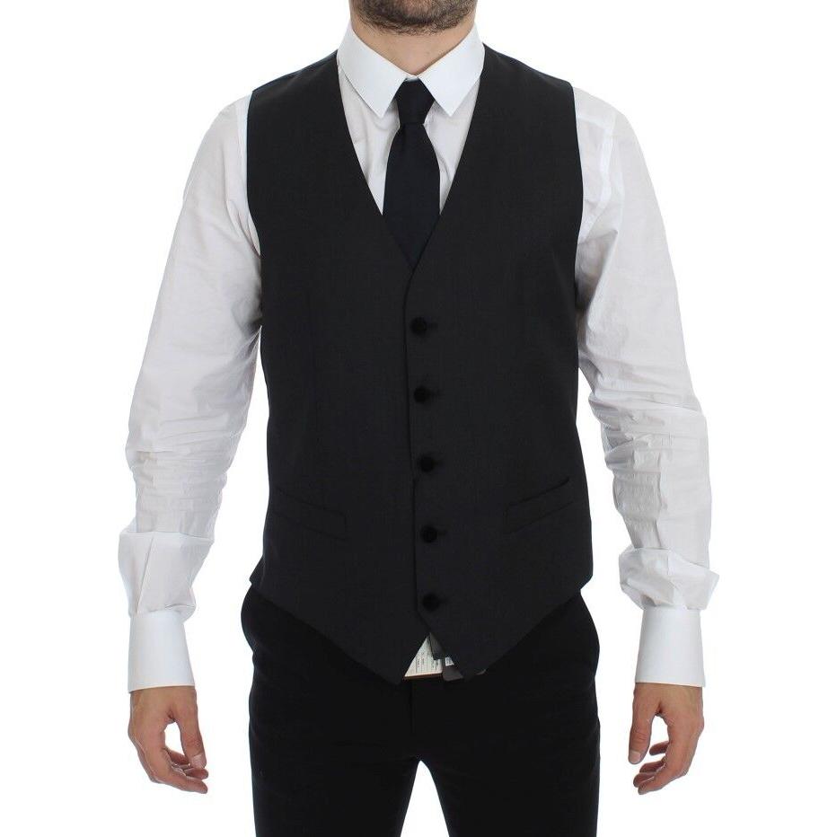 Dolce & Gabbana Gray Wool Formal Dress Vest Gilet Weste Dolce & Gabbana