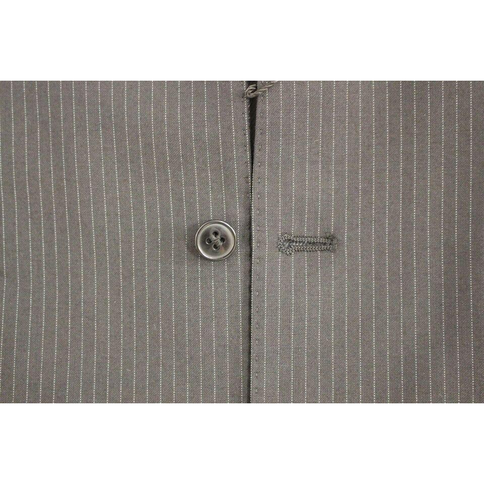 Dolce & Gabbana Black Striped Wool Single Breasted Vest Dolce & Gabbana