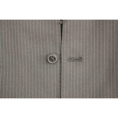 Dolce & Gabbana Black Striped Wool Single Breasted Vest Dolce & Gabbana