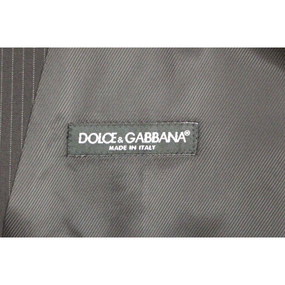 Dolce & Gabbana Black Striped Wool Single Breasted Vest Dolce & Gabbana