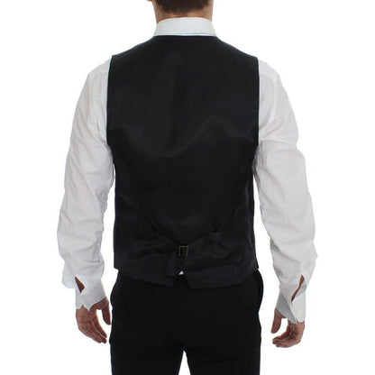 Dolce & Gabbana Gray Striped Wool Logo Vest Gilet Weste Dolce & Gabbana