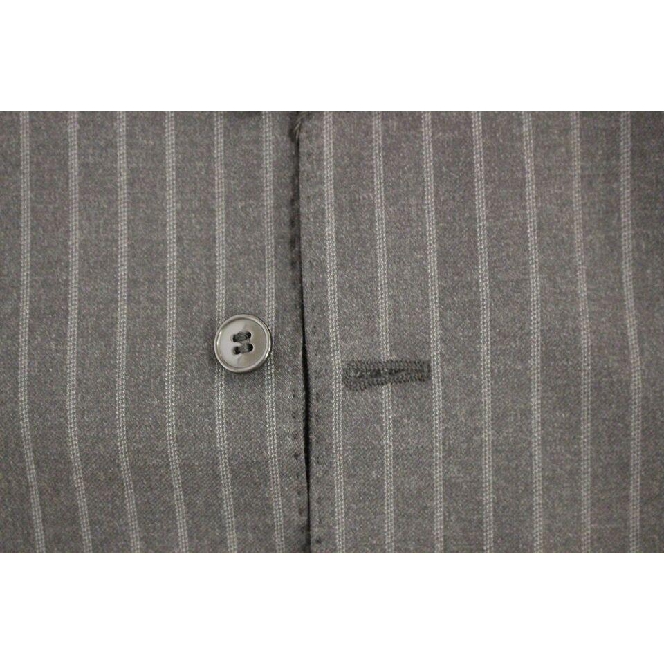 Dolce & Gabbana Gray Striped Wool Logo Vest Gilet Weste