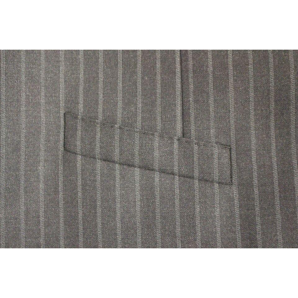 Dolce & Gabbana Gray Striped Wool Logo Vest Gilet Weste Dolce & Gabbana