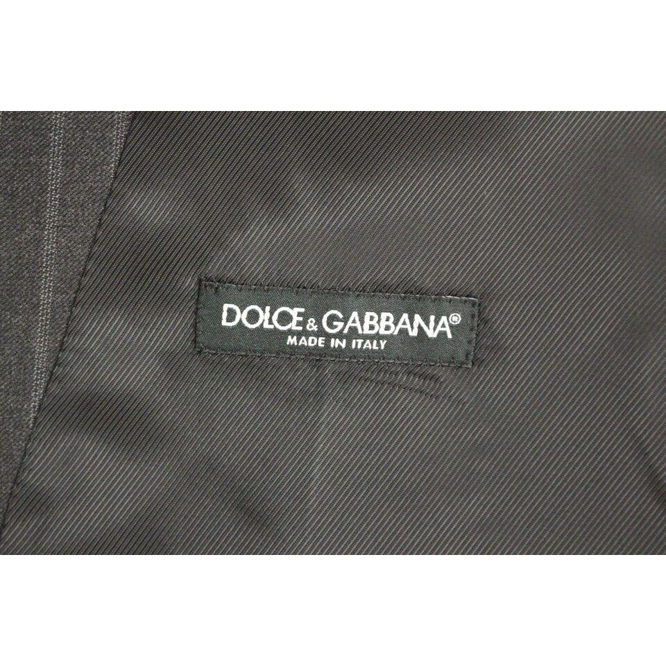 Dolce & Gabbana Gray Striped Wool Logo Vest Gilet Weste Dolce & Gabbana