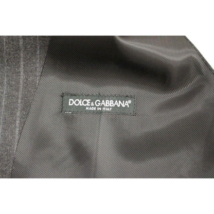 Dolce & Gabbana Gray Striped Wool Logo Vest Gilet Weste Dolce & Gabbana