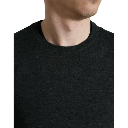 Dolce & Gabbana Gray Wool Round Neck Pullover Sweater Dolce & Gabbana