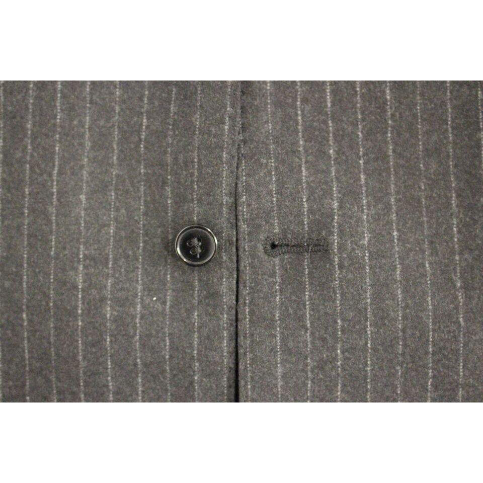 Dolce & Gabbana Gray Striped Wool Logo Vest Gilet Vests Dolce & Gabbana