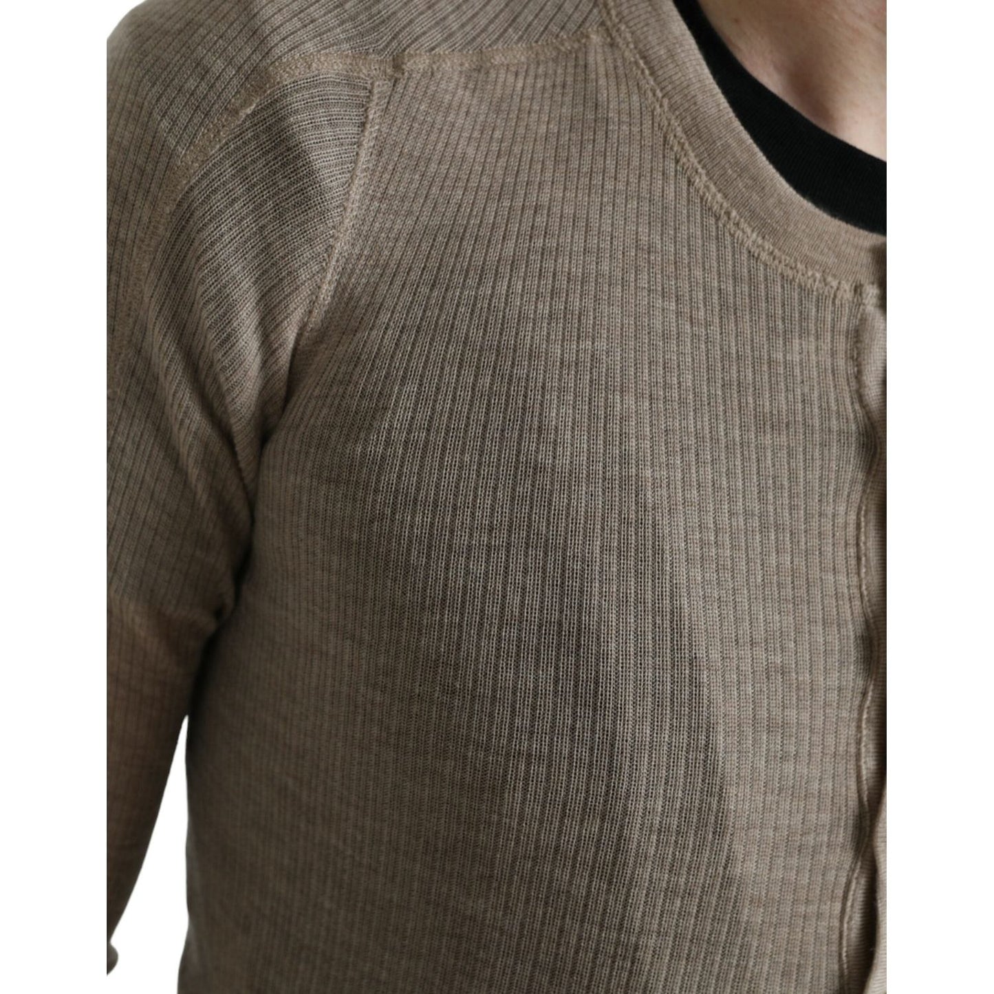 Dolce & Gabbana Henley Pullover Beige Cashmere Sweater Dolce & Gabbana