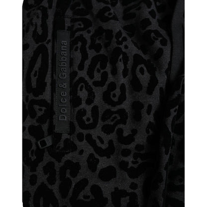 Dolce & Gabbana Black Leopard Cotton Slim Fit Jogger Pants Dolce & Gabbana
