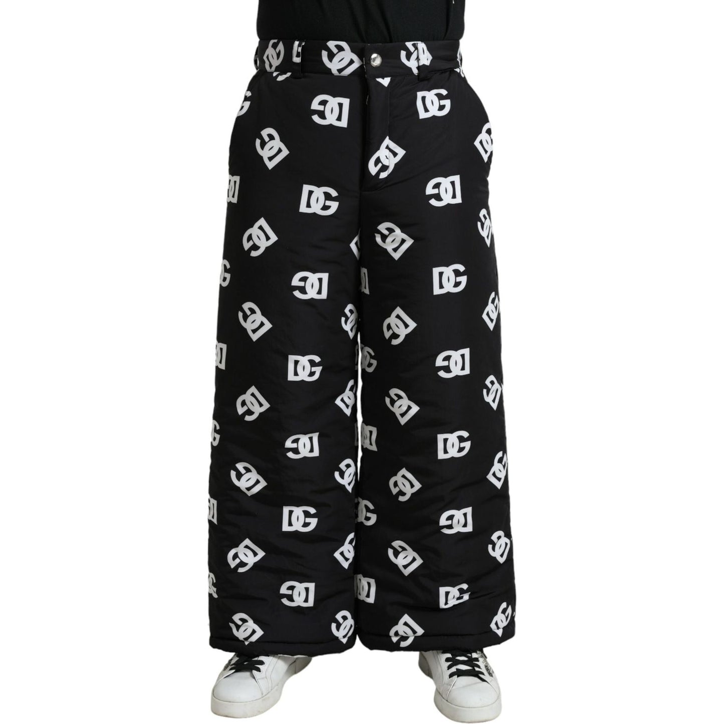 Dolce & Gabbana Black Logo DG Print Wide Leg Pants Dolce & Gabbana