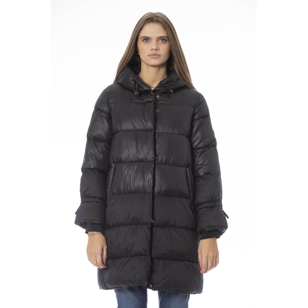 Baldinini Trend Black Nylon Jacket Coat Baldinini Trend