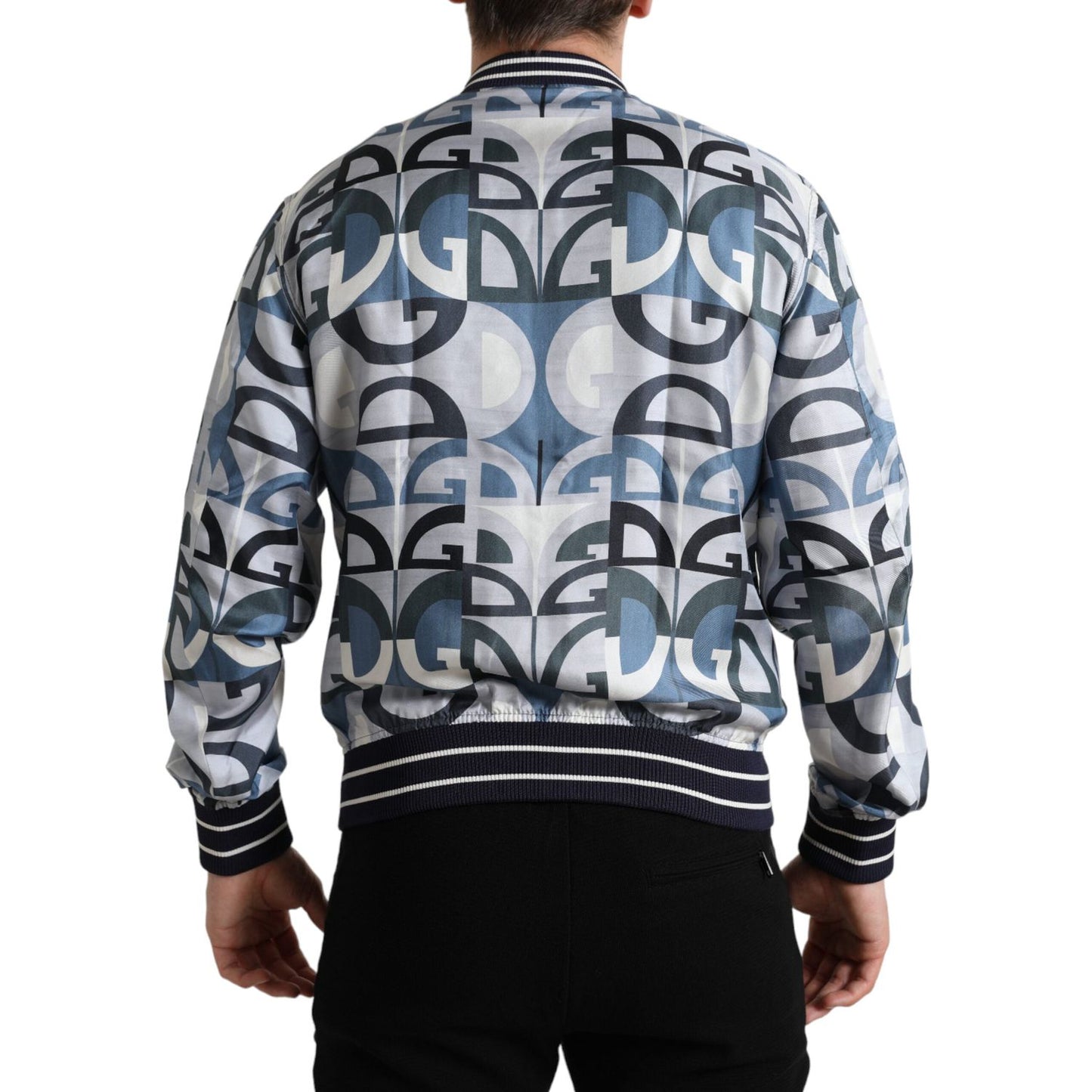 Dolce & Gabbana Multicolor Logo Print Bomber Blouson Jacket Dolce & Gabbana