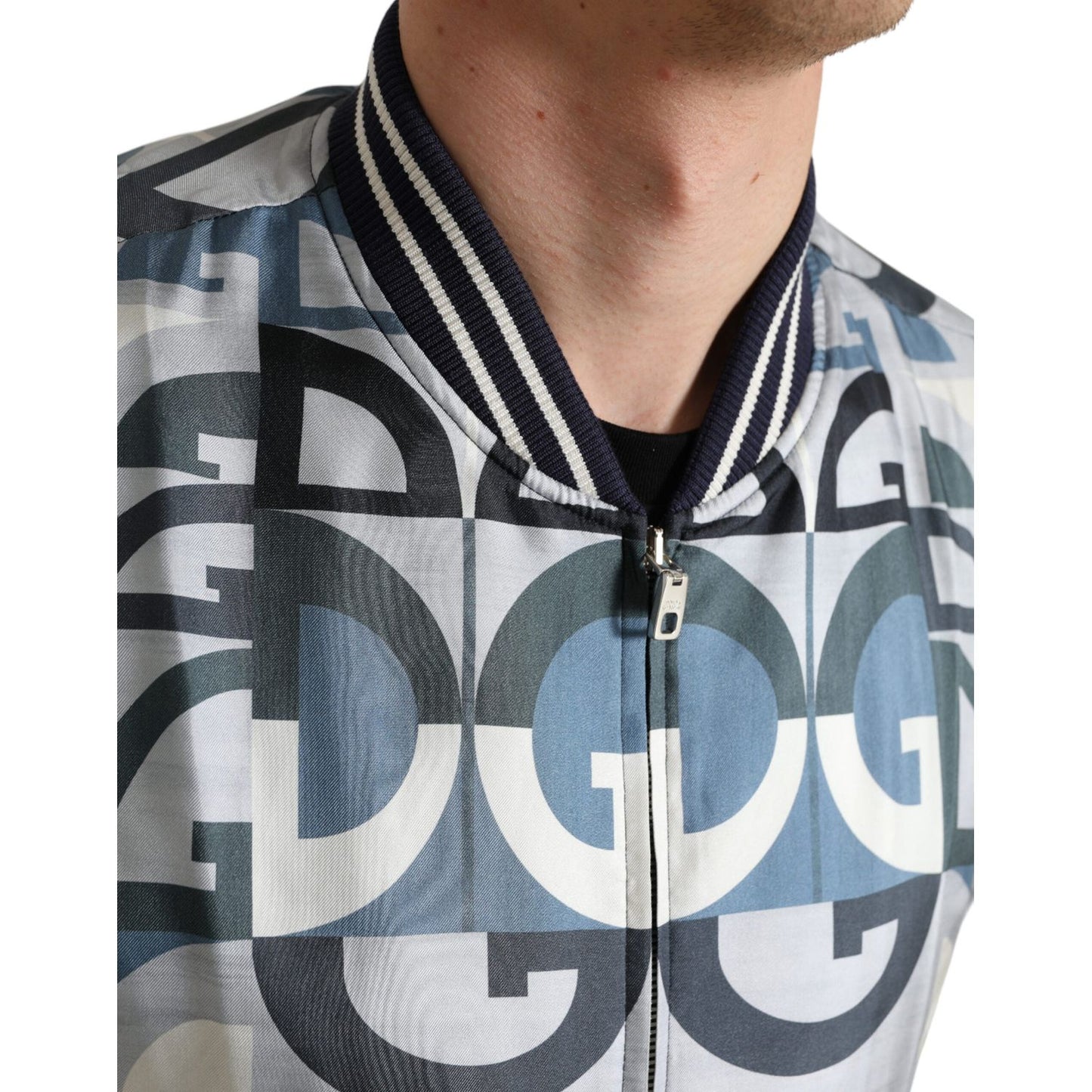 Dolce & Gabbana Multicolor Logo Print Bomber Blouson Jacket Dolce & Gabbana