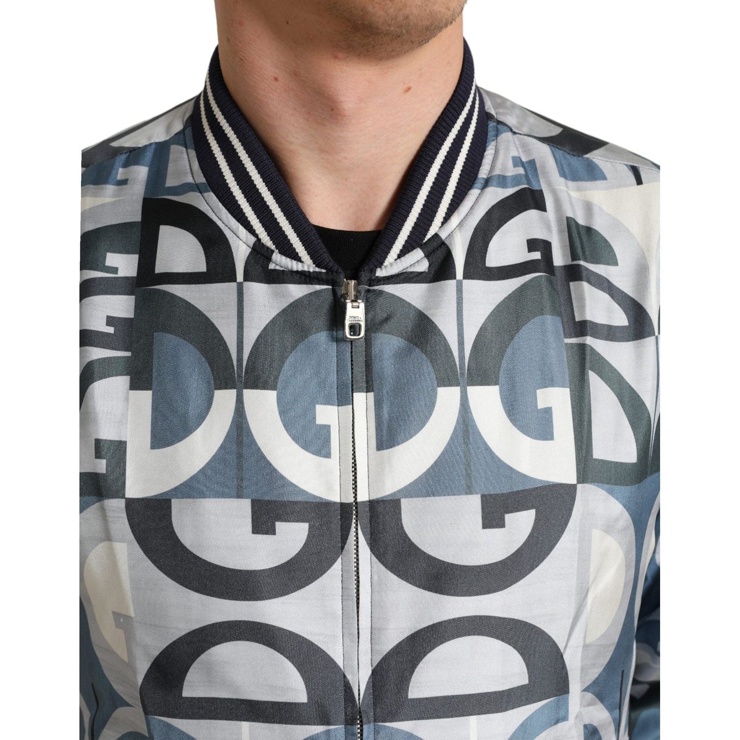 Dolce & Gabbana Multicolor Logo Print Bomber Blouson Jacket Dolce & Gabbana