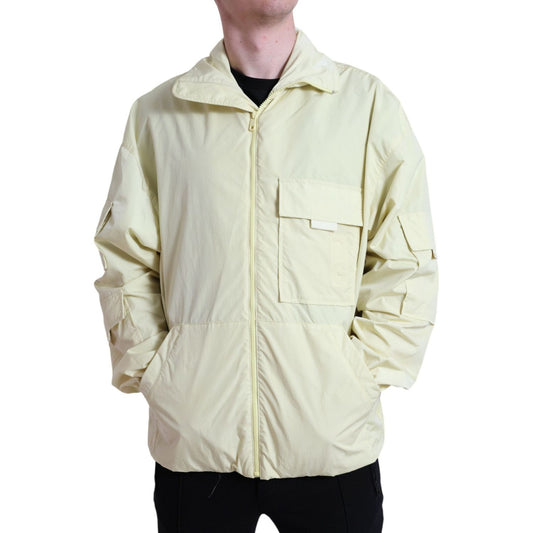 Dolce & Gabbana Yellow Nylon Collared Full Zip Parka Jacket Dolce & Gabbana