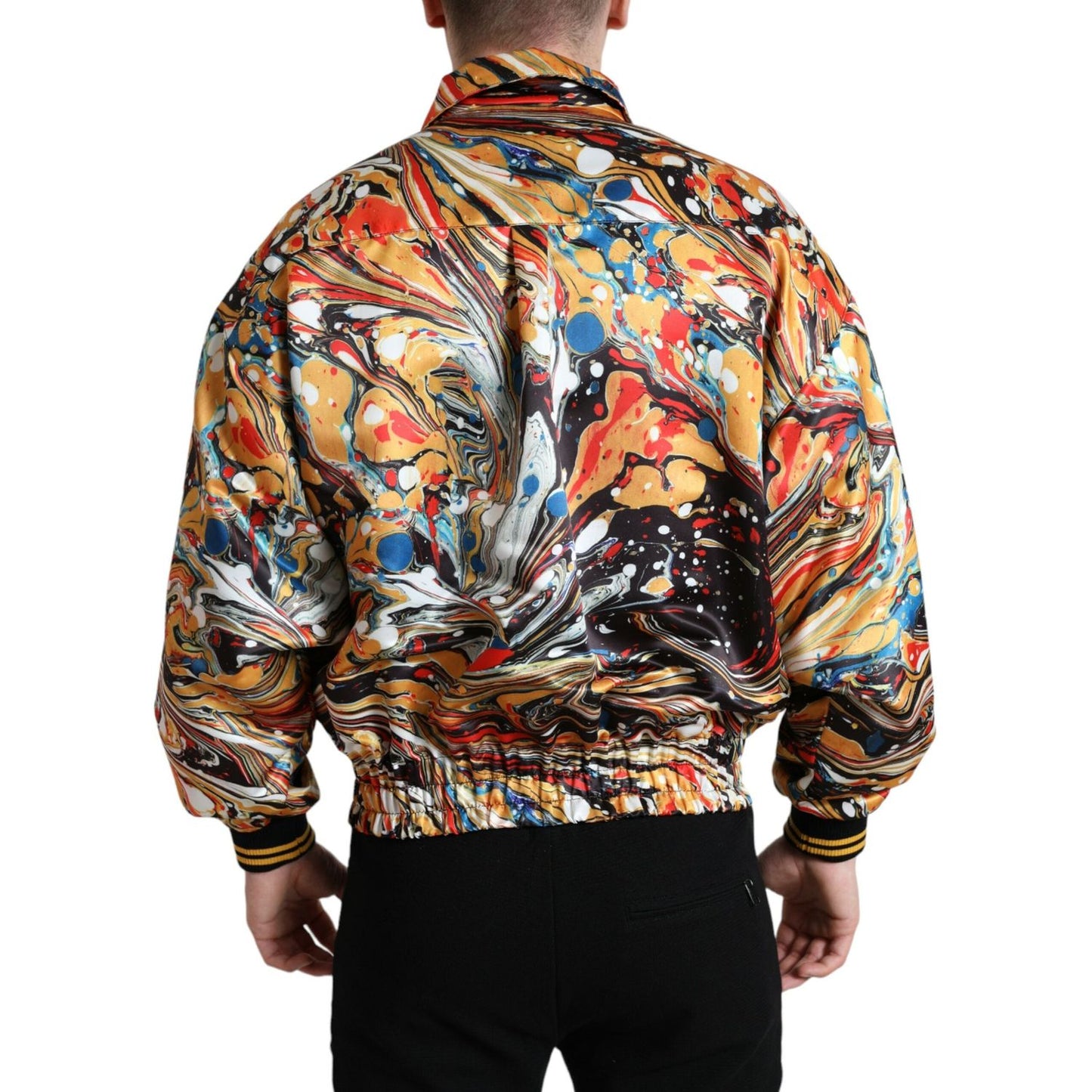 Dolce & Gabbana Multicolor Abstract Polyester Bomber Jacket Dolce & Gabbana